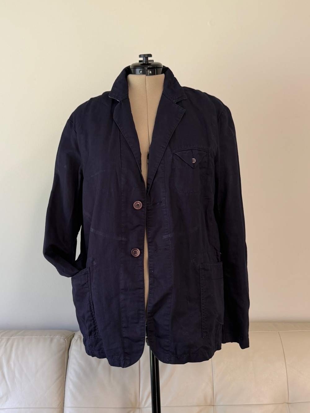 Armani Jeans Men's Navy Blue Cotton Casual Blazer Jacket Size L Fits Large (XXL)
